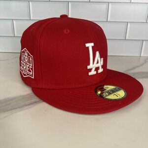 Los Angeles Dodgers Hat Cap Fitted Mens 7 1/4 MLB Baseball World Series‎ New Era